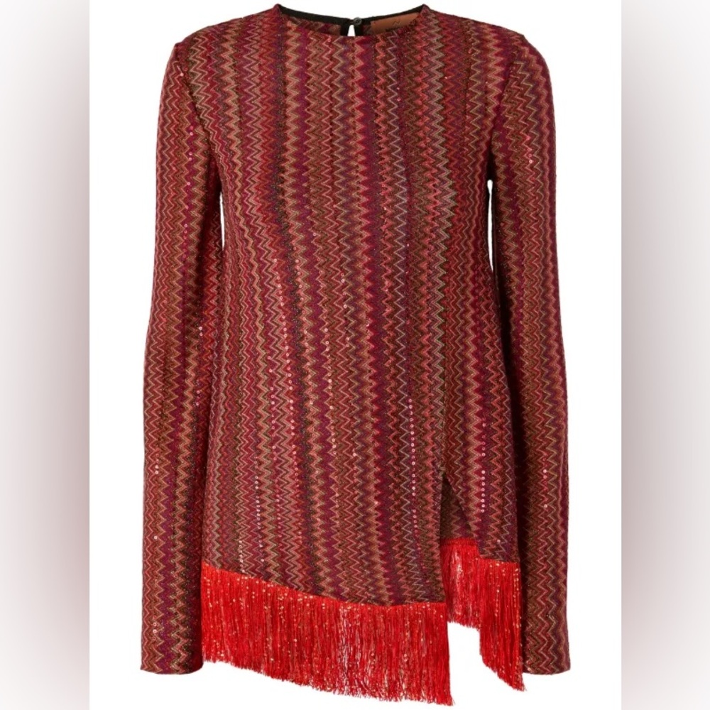 Missoni Red and Brown Asymmetrical Top